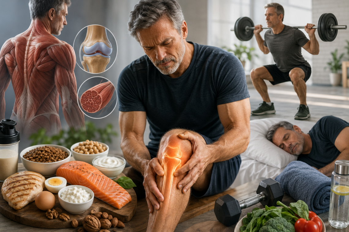 Protein deficiency after 40 causing muscle weakness, knee pain, and slow recovery explained by orthopedic specialist Dr. Manu Mengi